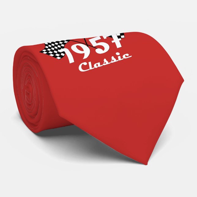Retro 1957 Classic Black & White Chequered Flag Tie (Rolled)