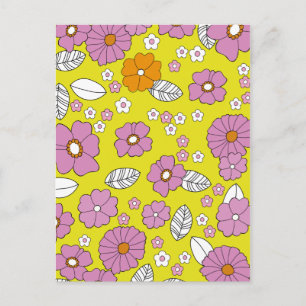 Retro 1960 Flowers Postcard