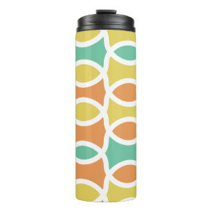 Retro 1960s Circles Ovals Orange Teal Gold Thermal Tumbler