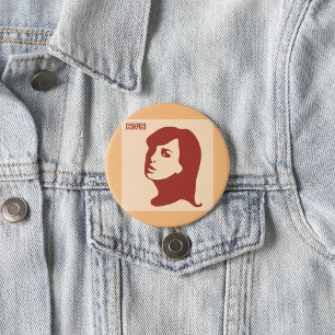 Retro 1960s Minimalist Woman Illustration Art 7.5 Cm Round Badge