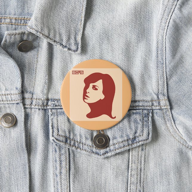 Retro 1960s Minimalist Woman Illustration Art 7.5 Cm Round Badge (Creator Uploaded)