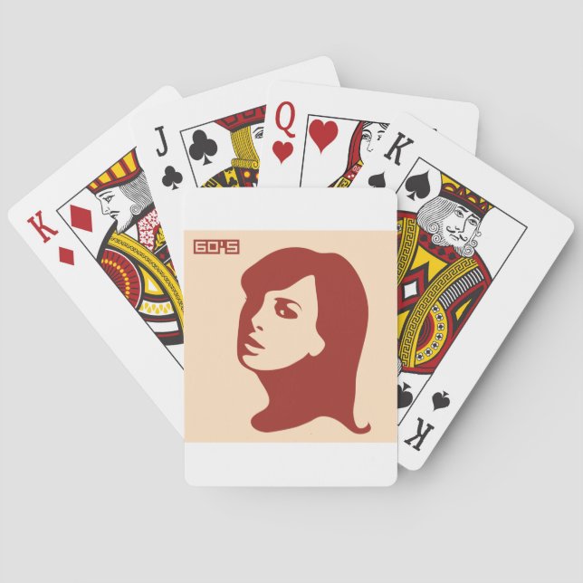Retro 1960s Minimalist Woman Illustration Art Playing Cards (Back)