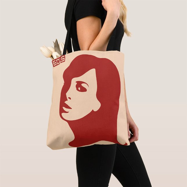Retro 1960s Minimalist Woman Illustration Art Tote Bag (Creator Uploaded)