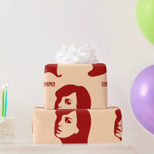 Retro 1960s Minimalist Woman Illustration Art Wrapping Paper