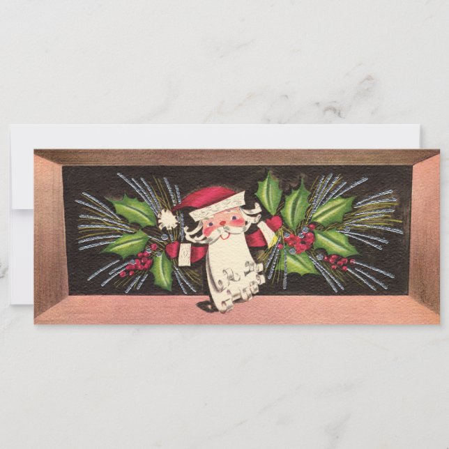 Retro 1960's Santa Flat Christmas Card (Front)