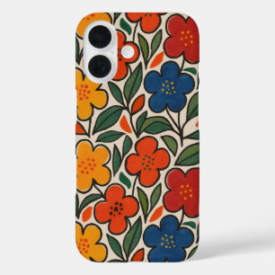 Retro 1960s Style Floral Pattern iPhone 16 Case