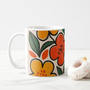Retro 1960s Style Floral Pattern Coffee Mug