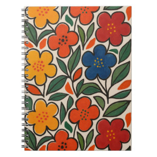 Retro 1960s Style Floral Pattern Notebook