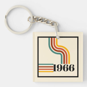 Retro 1966 60th Birthday Keepsake Keychain