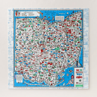 Retro 1966 Ohio map jigsaw puzzle 20"x20" 676 pcs