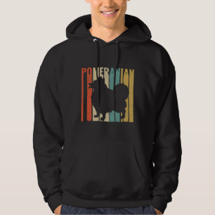 Retro 1970 S  Pomeranian Dog Silhouette Cracked Di Hoodie