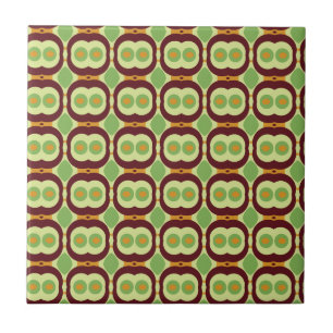 Retro 1970s design with small circles green tile