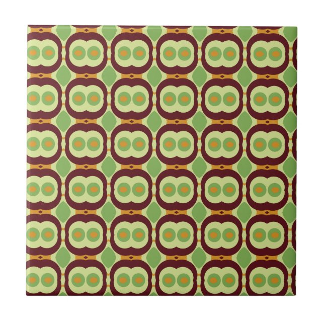 Retro 1970s design with small circles green tile (Front)