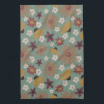 Retro 1970s Floral Green Kitchen Towel<br><div class="desc">Retro 1970s Floral Green Design</div>