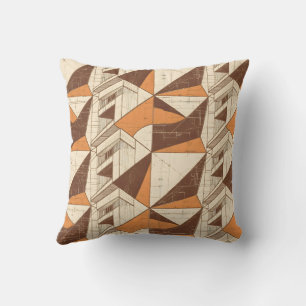 Retro 1970s Geometric Arch Pattern in Burnt Sienna Cushion