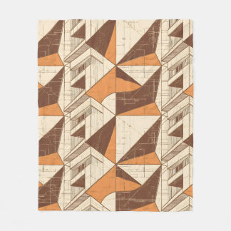 Retro 1970s Geometric Arch Pattern in Burnt Sienna Fleece Blanket