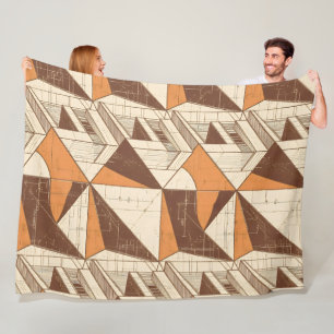 Retro 1970s Geometric Arch Pattern in Burnt Sienna Fleece Blanket