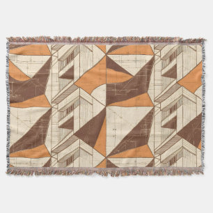 Retro 1970s Geometric Arch Pattern in Burnt Sienna Throw Blanket