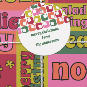 Retro 1970s Geometric Pattern Christmas Favour Tags