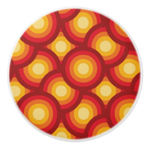 Retro 1970s Groovy Circles Geometric Ceramic Knob