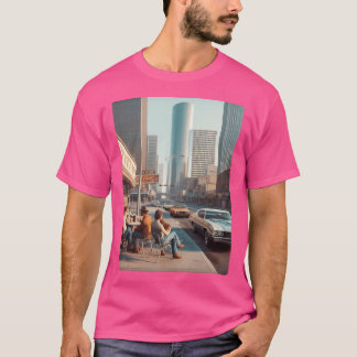 Retro 1970S Houston Ai Artwork Colourful Roadside T-Shirt