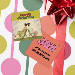 Retro 1970s Lettering Photo Christmas Favour Tags
