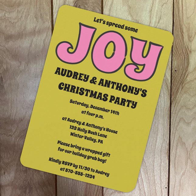 Retro 1970s Lime Green and Pink Christmas Party Invitation (Creator Uploaded)