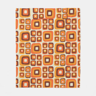 Retro 1970s Mid Century Orange and Brown Geometric Fleece Blanket