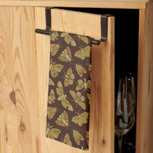 Retro 1970s Moths Tea Towel