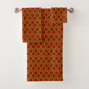 Retro 1970s Orange Red Abstract Pattern Room 237 Bath Towel Set