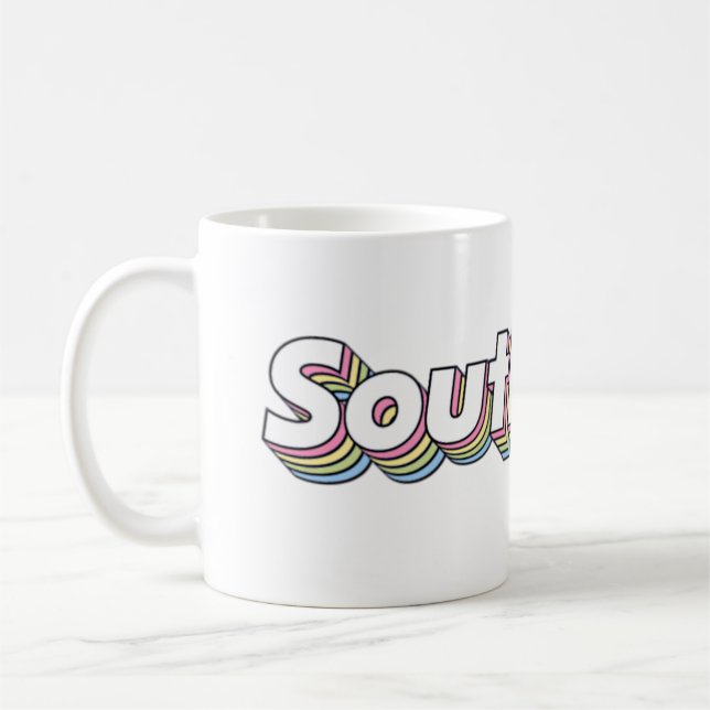 Retro 1970s pastel Southpaw Frosted Glass Coffee M Coffee Mug (Left)