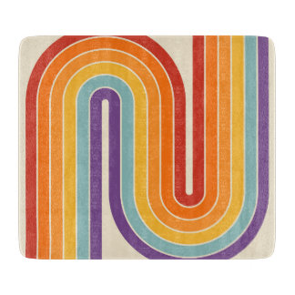 Retro 1970s Style Arched Stripes Geometric Pattern Cutting Board