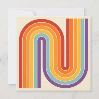 Retro 1970s Style Arched Stripes Geometric Pattern Invitation