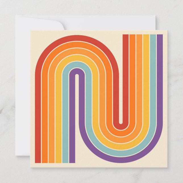 Retro 1970s Style Arched Stripes Geometric Pattern Invitation (Front)