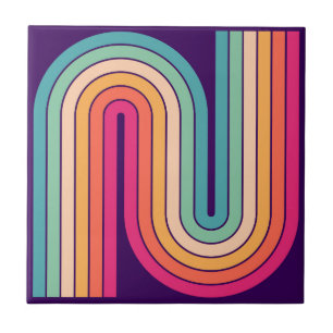 Retro 1970s Style Arched Stripes Geometric Pattern Tile