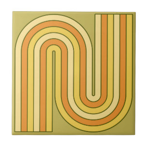 Retro 1970s Style Arched Stripes Geometric Pattern Tile
