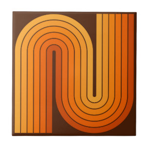 Retro 1970s Style Arched Stripes Geometric Pattern Tile