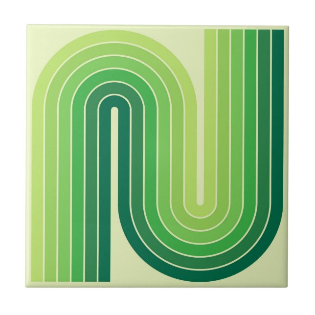 Retro 1970s Style Arched Stripes Geometric Pattern Tile (Front)