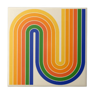 Retro 1970s Style Arched Stripes Geometric Pattern Tile
