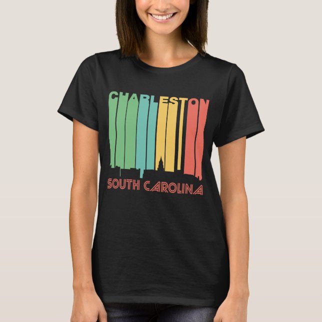 Retro 1970's Style Charleston South Carolina Skyli T-Shirt (Front)