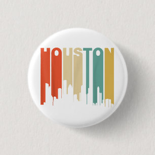 Retro 1970's Style Houston Texas Skyline 3 Cm Round Badge