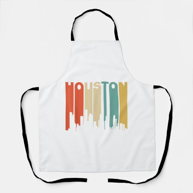 Retro 1970's Style Houston Texas Skyline  Apron (Front)