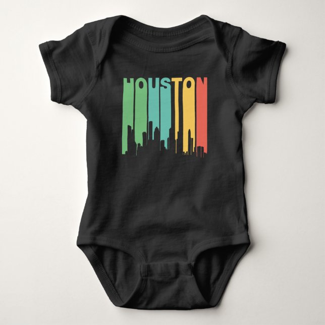 Retro 1970's Style Houston Texas Skyline Baby Bodysuit (Front)