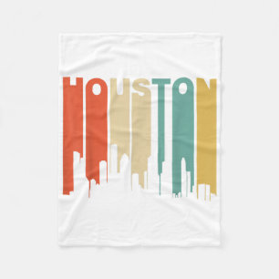 Retro 1970's Style Houston Texas Skyline Fleece Blanket