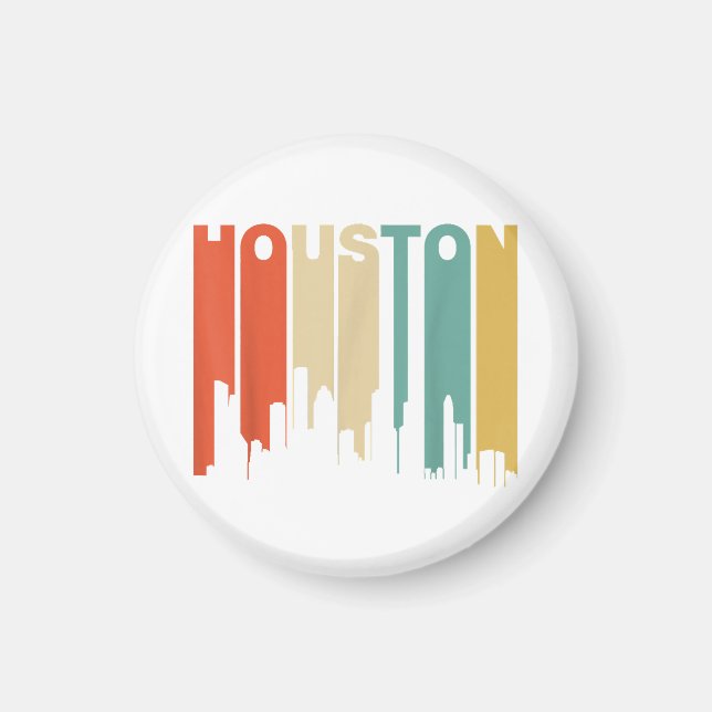 Retro 1970's Style Houston Texas Skyline  Magnet (Front)