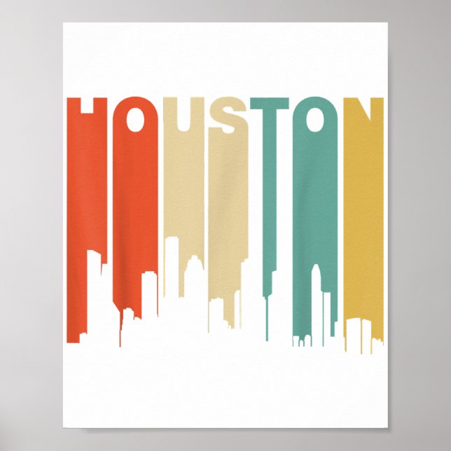 Retro 1970's Style Houston Texas Skyline  Poster (Front)