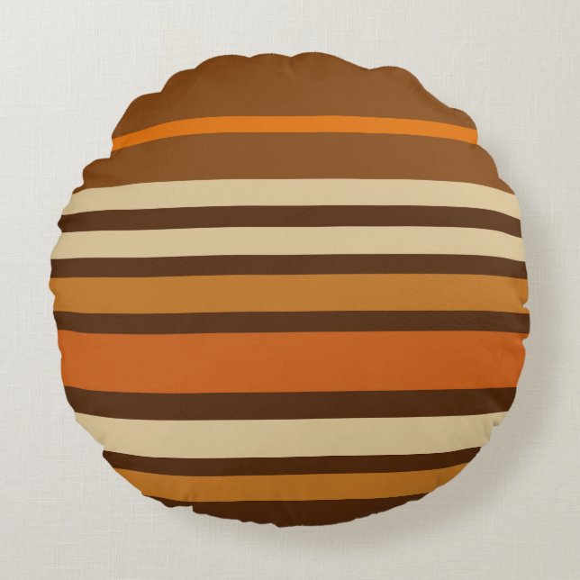 Retro 1970s Style Sporty Stripes Round Cushion (Front)