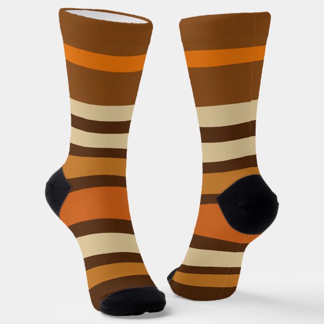 Retro 1970s Style Sporty Stripes Socks (Angled)