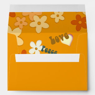 Retro 1970s Theme Floral Wedding Envelope