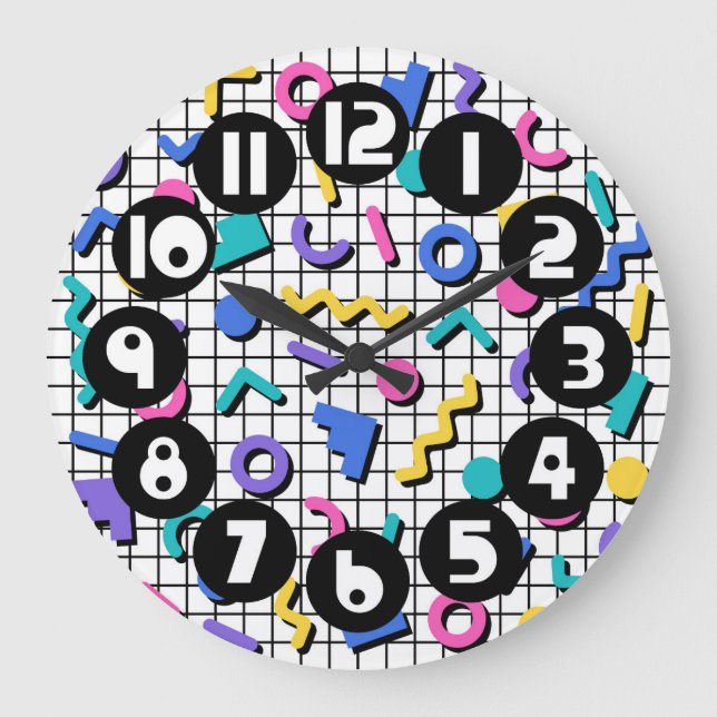 Retro 1980s/1990s Memphis Style Large Clock (Front)